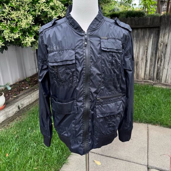 Marc Ecko Cut & Sew Deadly Threads Black Lightweight Boomer Jacket Men's Large - Picture 1 of 11